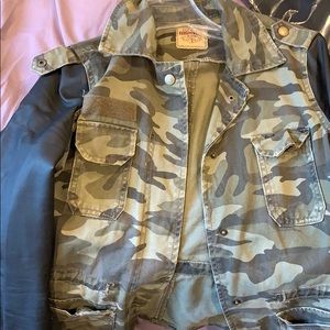 Women’s Camo Jacket with Pleather sleeves